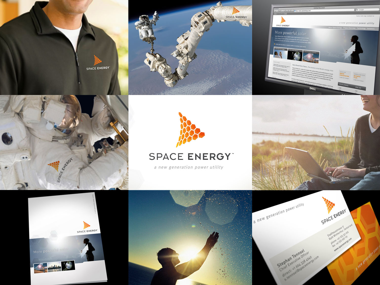 Space Energy brand visuals layout